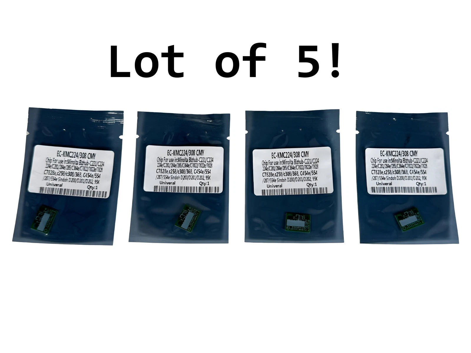 5X Kit 4 Drum Chips for Konica Minolta DR-512K DR-512C DR-512M DR-512Y Cartridge