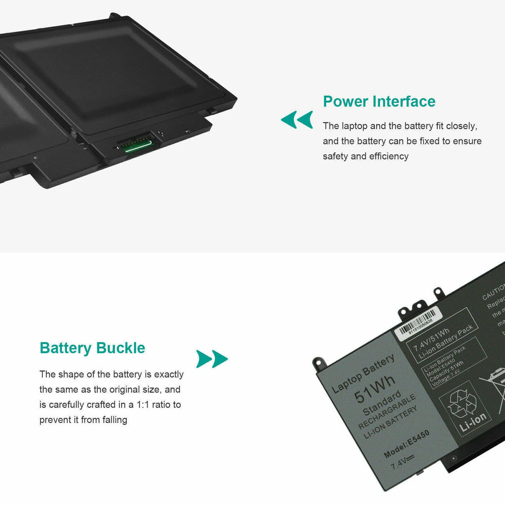 Type G5M10 8V5GX Battery 7.4V 51Wh for DELL Latitude E5450 E5550 E5250 15.6 inch
