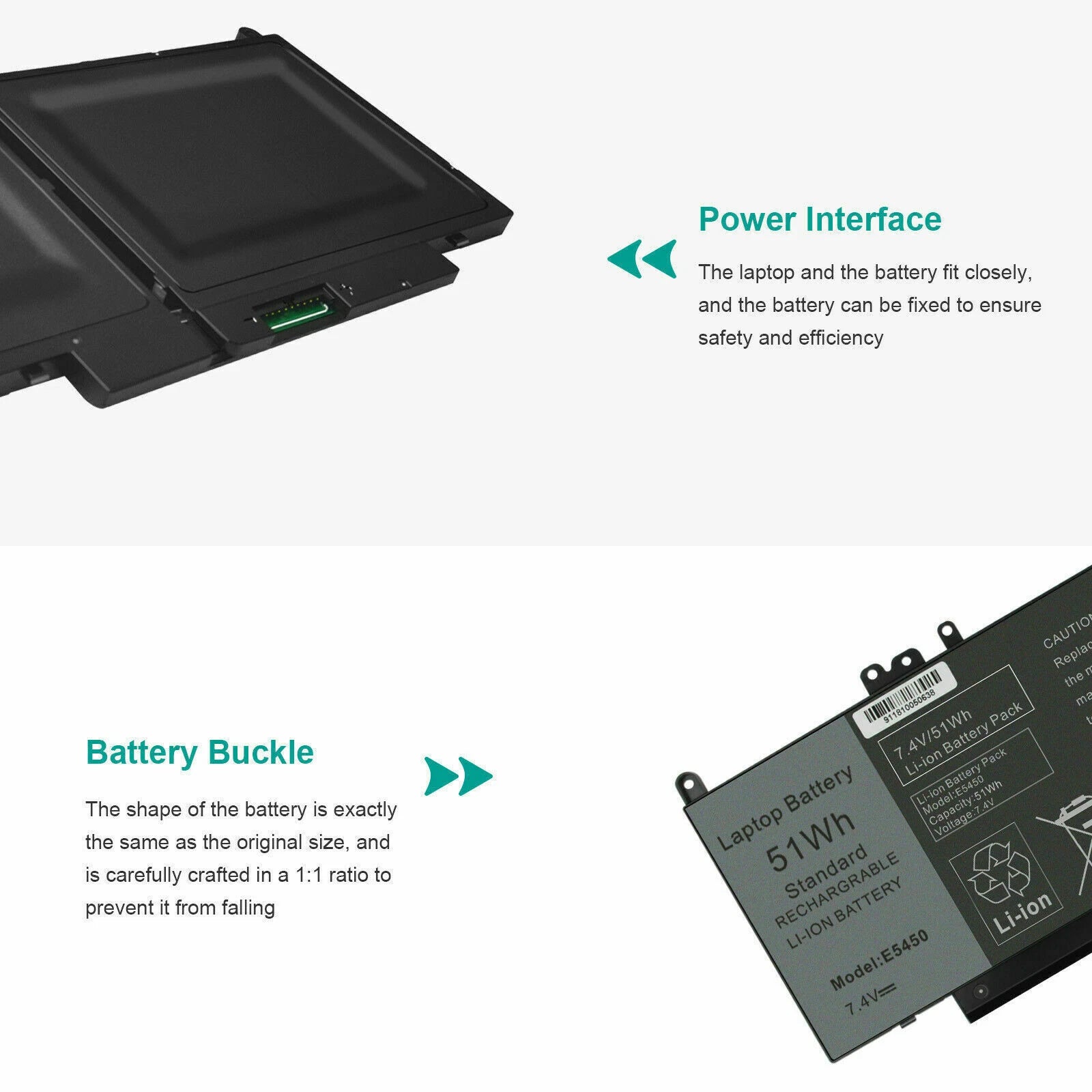 Type G5M10 8V5GX Battery 7.4V 51Wh for DELL Latitude E5450 E5550 E5250 15.6 inch