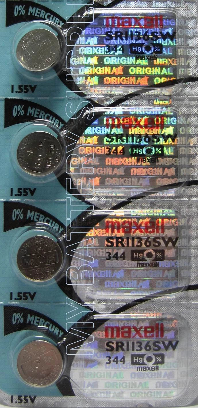 Maxell 344 Watch and Calculator Batteries 4 Pcs Made In Japan