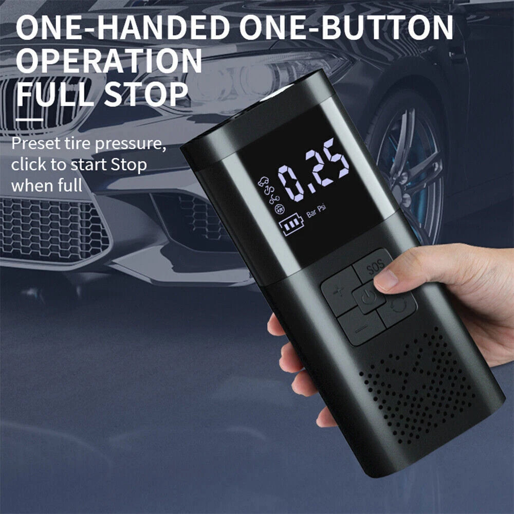 Cordless Air Compressor Digital Display Tire Inflator Electric Air Pump & LED