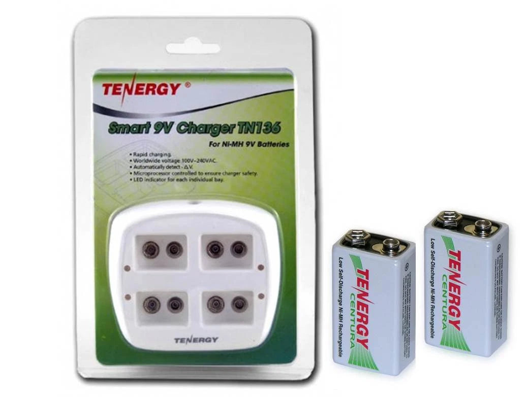 Smart 9V TN136 Charger for NIMH 9V Batteries With 2 batteries