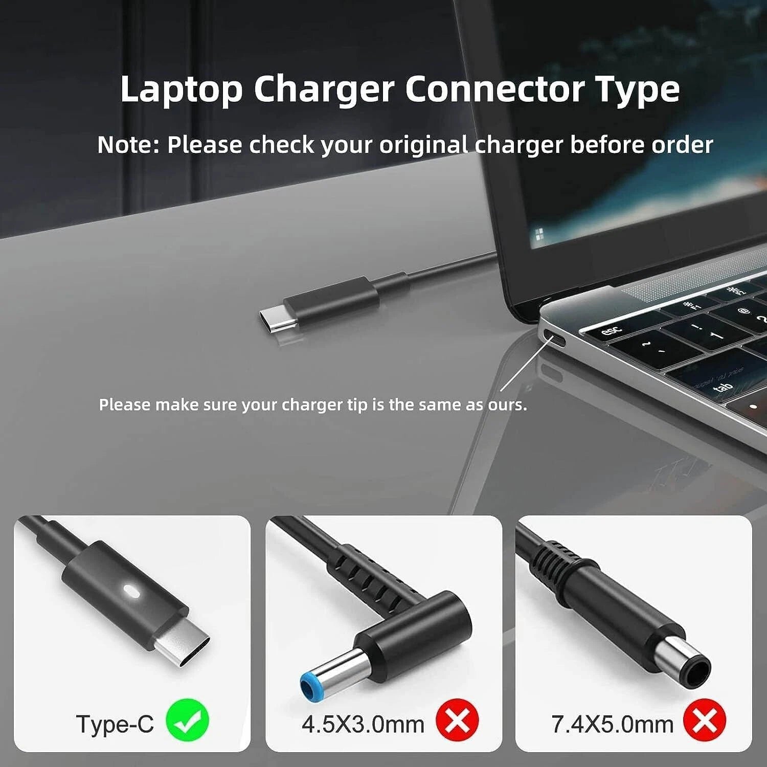 65W 45W USB C Laptop Charger For Dell Acer Samsung Asus Google AC Adapter Power