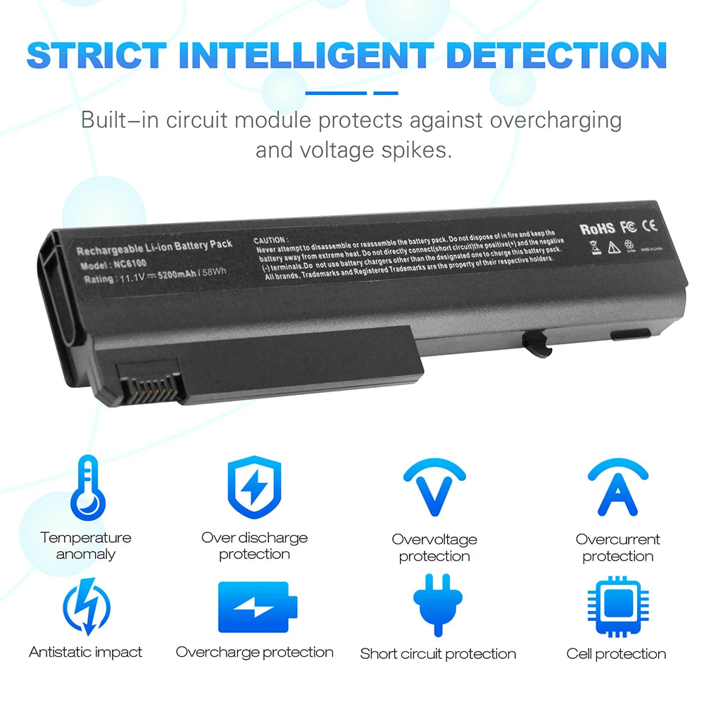 5200mAh NC6100 Battery For HP Compaq 6510b 6515b 6710b NC6105 NC6110 NX5100 6Cel