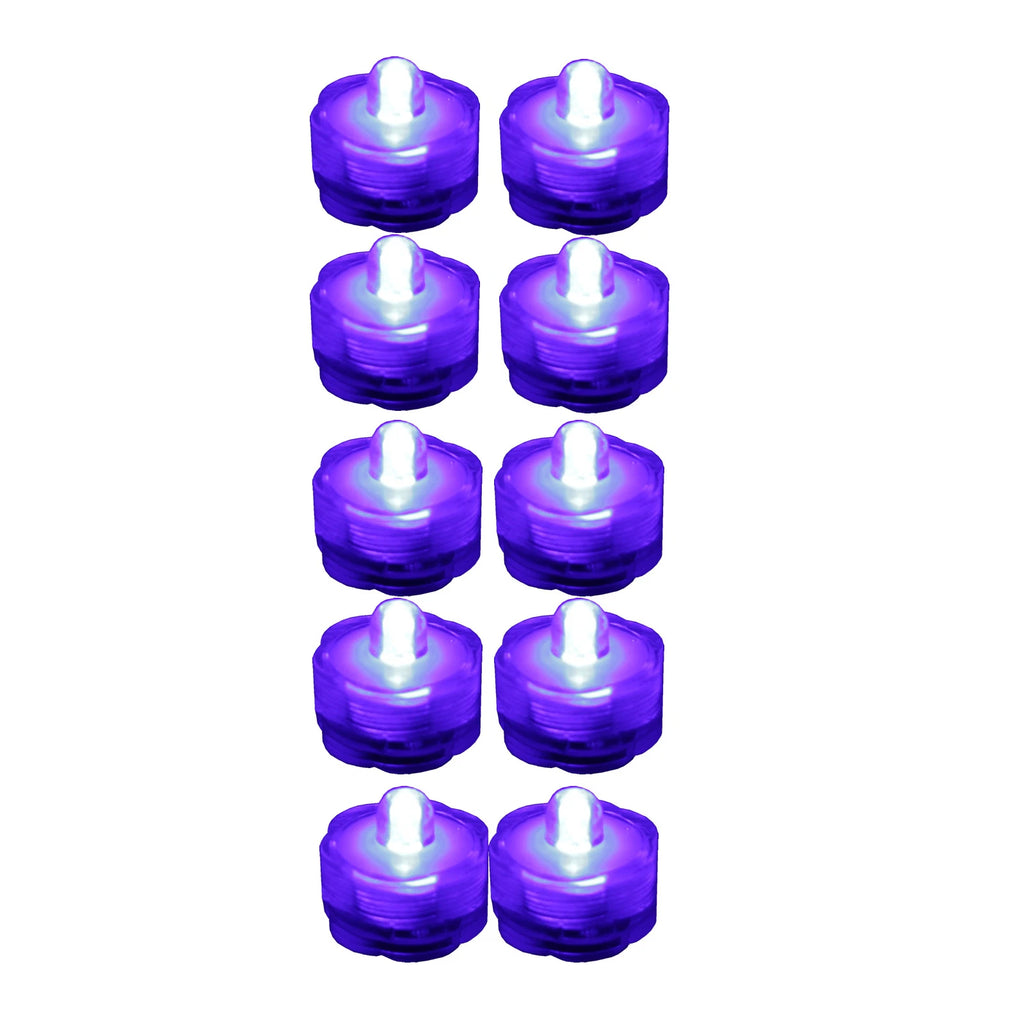 Submersible Waterproof Battery LED Tea Light ~ Wedding Decoration~PURPLE ~ 10 Pa
