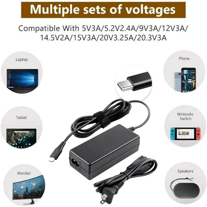 AC Adapter For Acer Chromebook 315 CB315-3H-C2C3 CB315-3H-C4QE 65W USB-C Charger