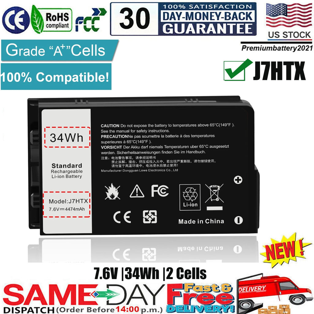 ?J7HTX Laptop Battery For DELL Latitude 7212 7220 Rugged Tablet 2JT7D FH8RW US