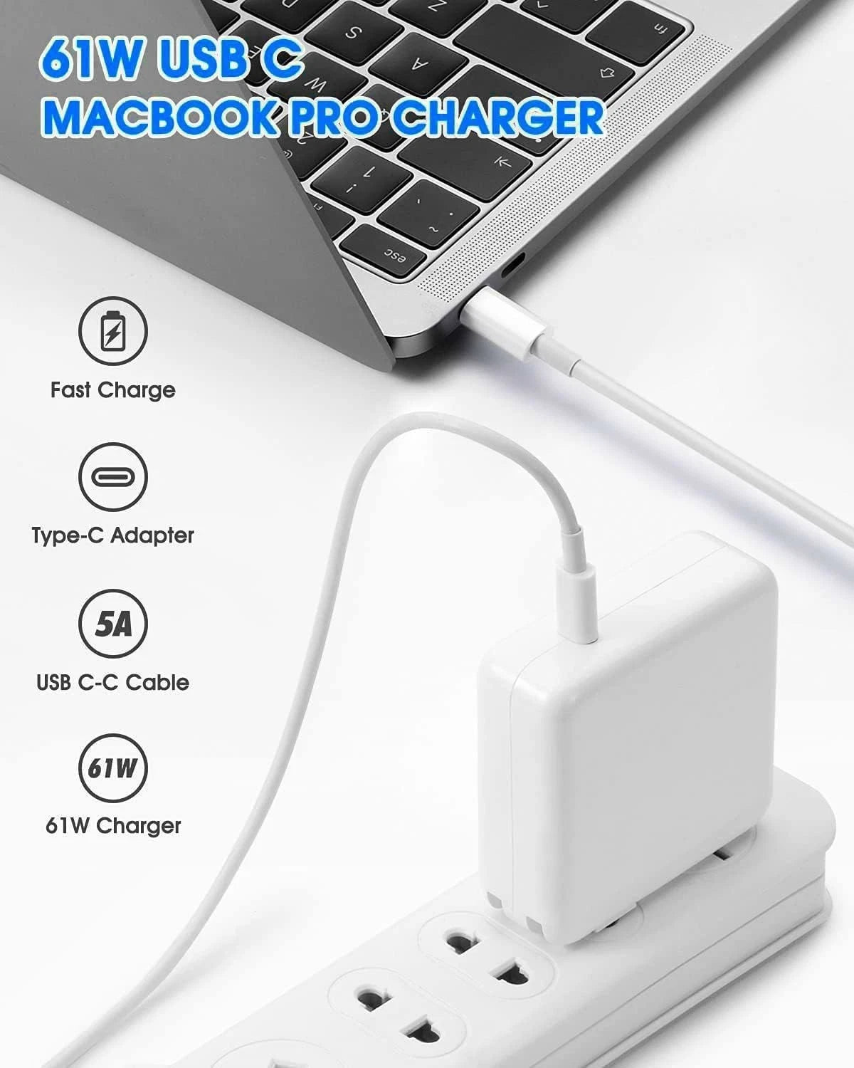 65W USB-C Power Adapter Laptop Charger Cord For Lenovo Yoga MacBook Air Pro