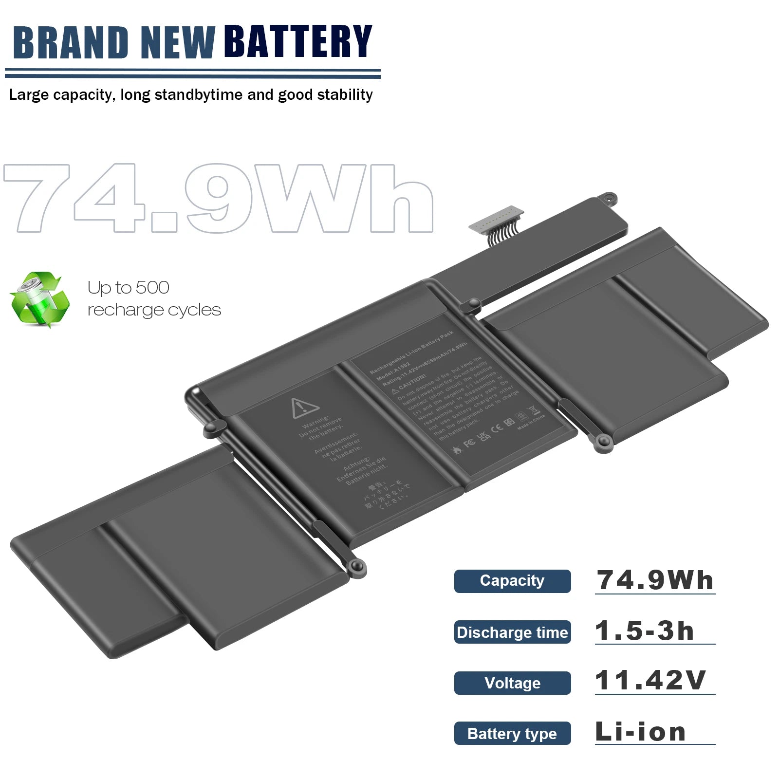 ?A1582 Laptop Battery for Apple MacBook Pro Retina 13" A1502 Early 2015 Mid 2014