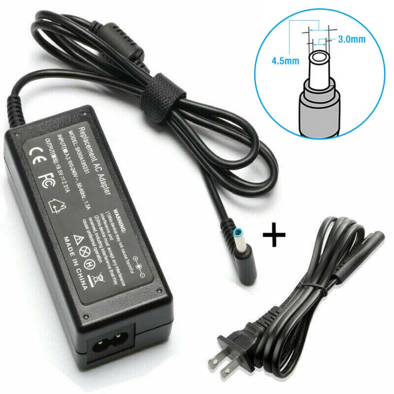 AC Adapter Notebook Charger for HP 19.5V 2.31A Laptop Power Supply Cord Blue tip