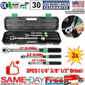 ?Set of 3- 1/4" 3/8" 1/2" Drive Click Type Torque Wrench Snap Socket Reversible
