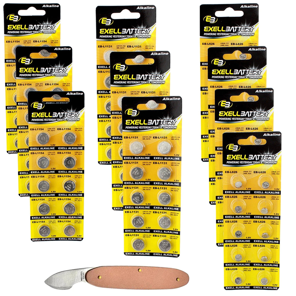 101pc Essential Batteries Kit L1154 L626 L1131 & Watch Opener