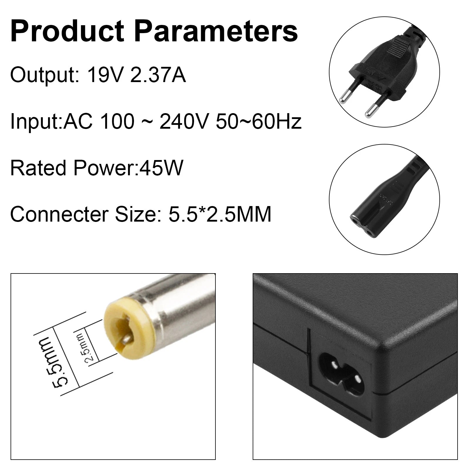 AC ADAPTER FOR TOSHIBA SATELLITE LAPTOP POWER CORD CHARGER 19V 45W US