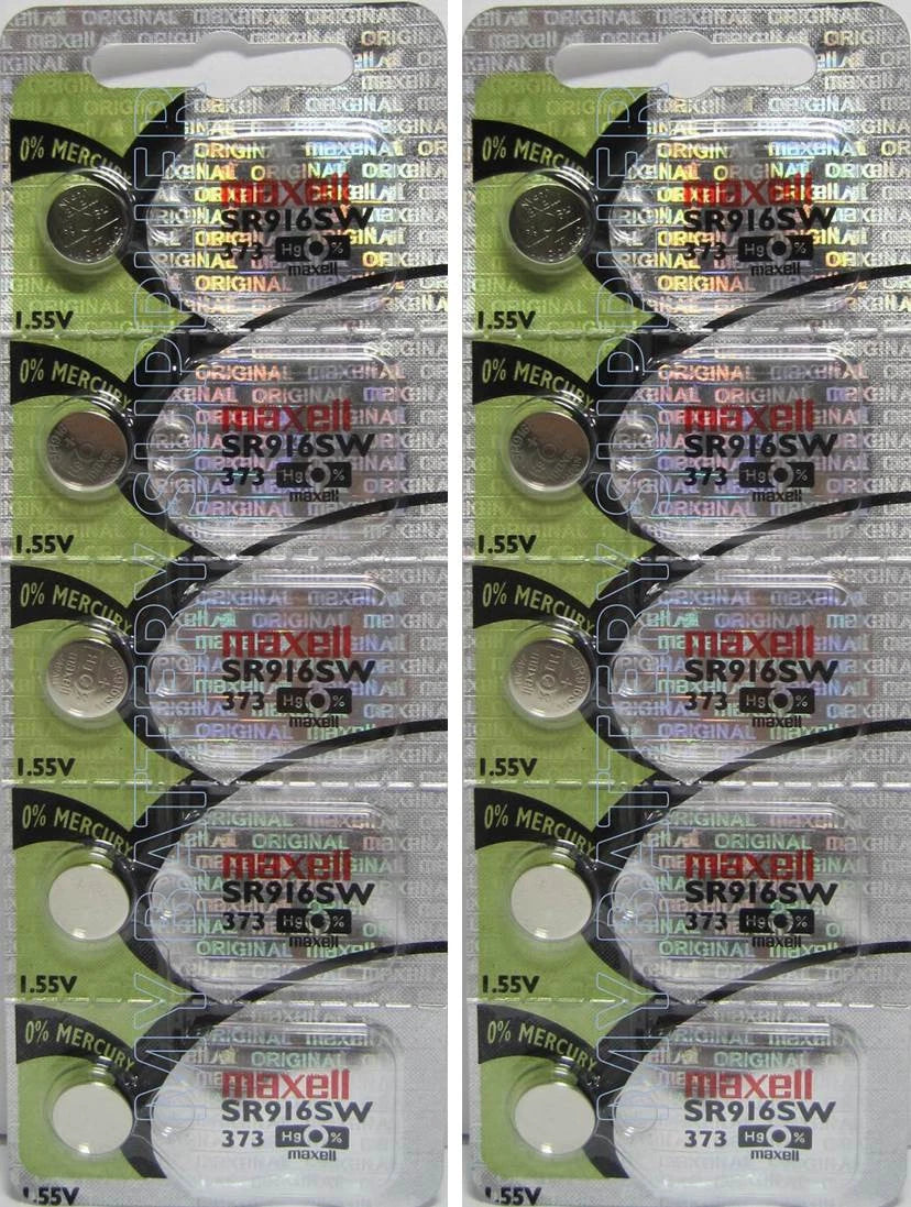 10 Maxell Silver Oxide 373 Batteries