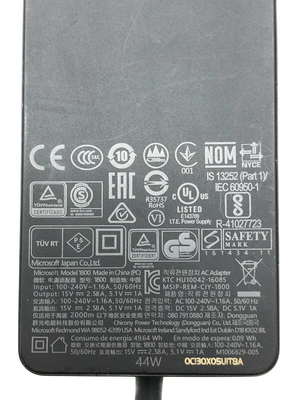 Open Box Genuine 44W Microsoft 15V 2.58A AC Adapter Model 1800 MSIP-REM-CIY-1800