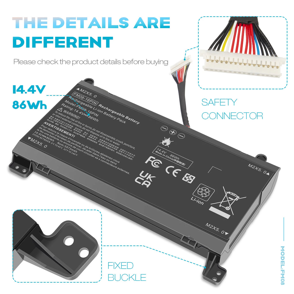86Wh 16Pin FM08 Battery For HP Omen 17-an014ng HSTNN-LB8B 922753-421 922977-855
