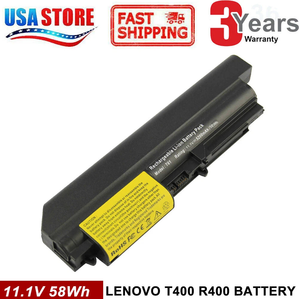 Battery for IBM Lenovo ThinkPad R61 T61 T400 R400 Series 14.1" Widescreen FAST