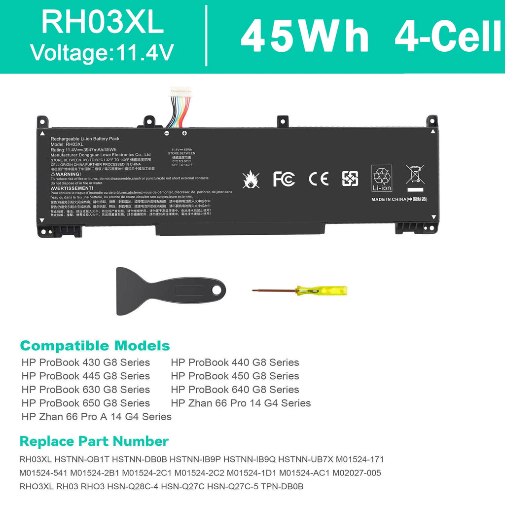 ??RH03XL Battery For HP ProBook 430 440 450 445 G8 630 640 645 650 G9 HSTNN-OB1T