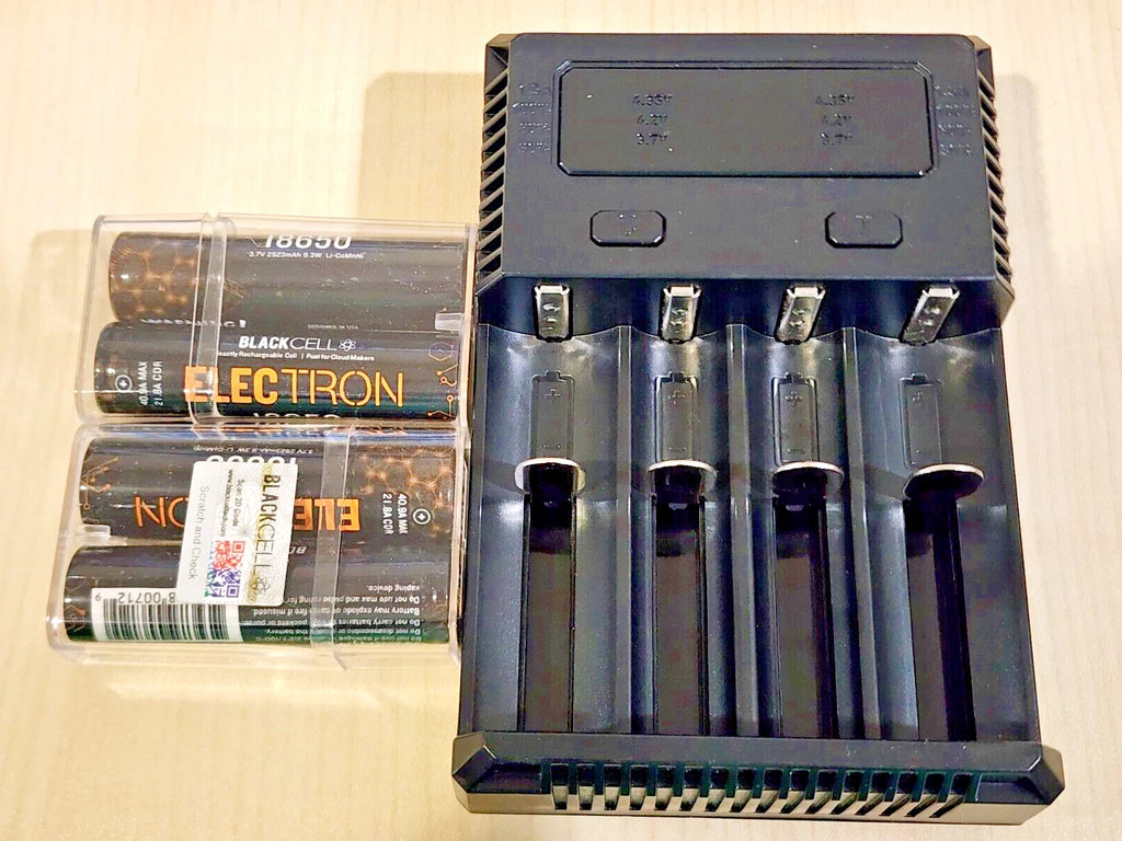 4 Blackcell HIGH DRAIN 40.9a max 2523 mAh 3.7v BATTERY with NITECORE i4 CHARGER