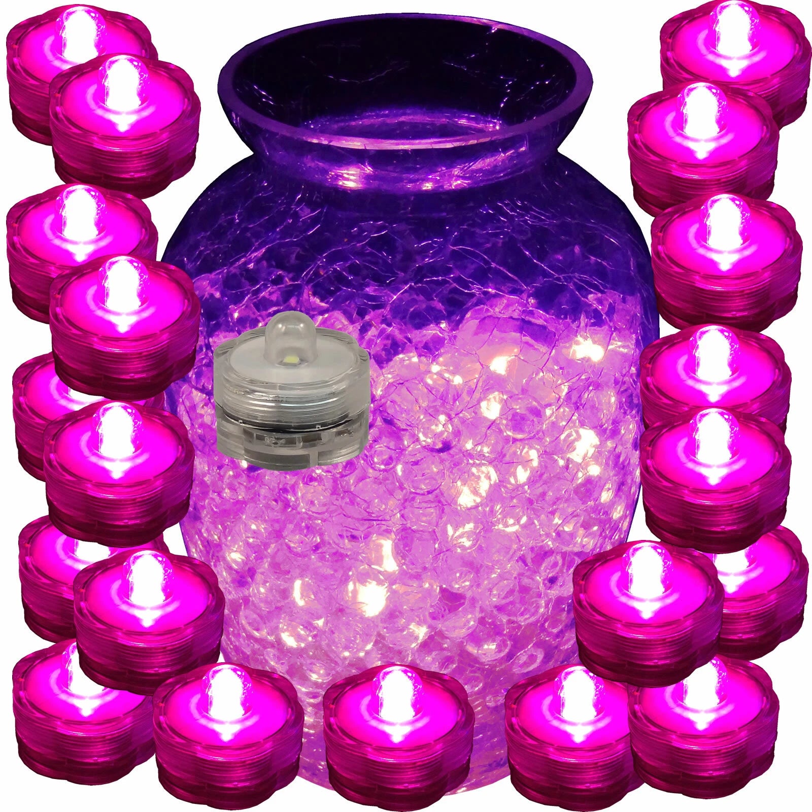 50 Pack Pink Submersible Waterproof Underwater Battery LED Tea Light Wedding