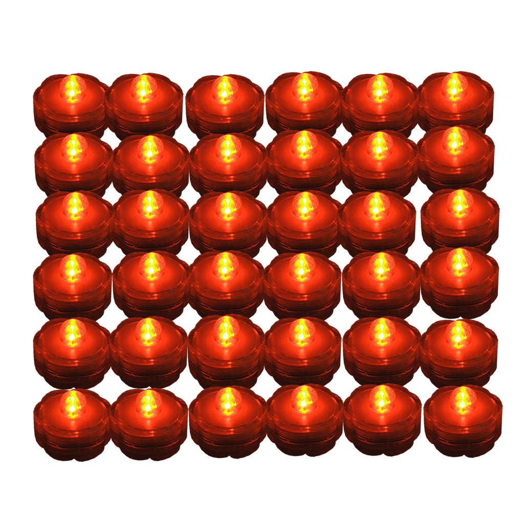 Submersible Waterproof Battery LED Tea Light ~ ORANGE ~ 36 Pack