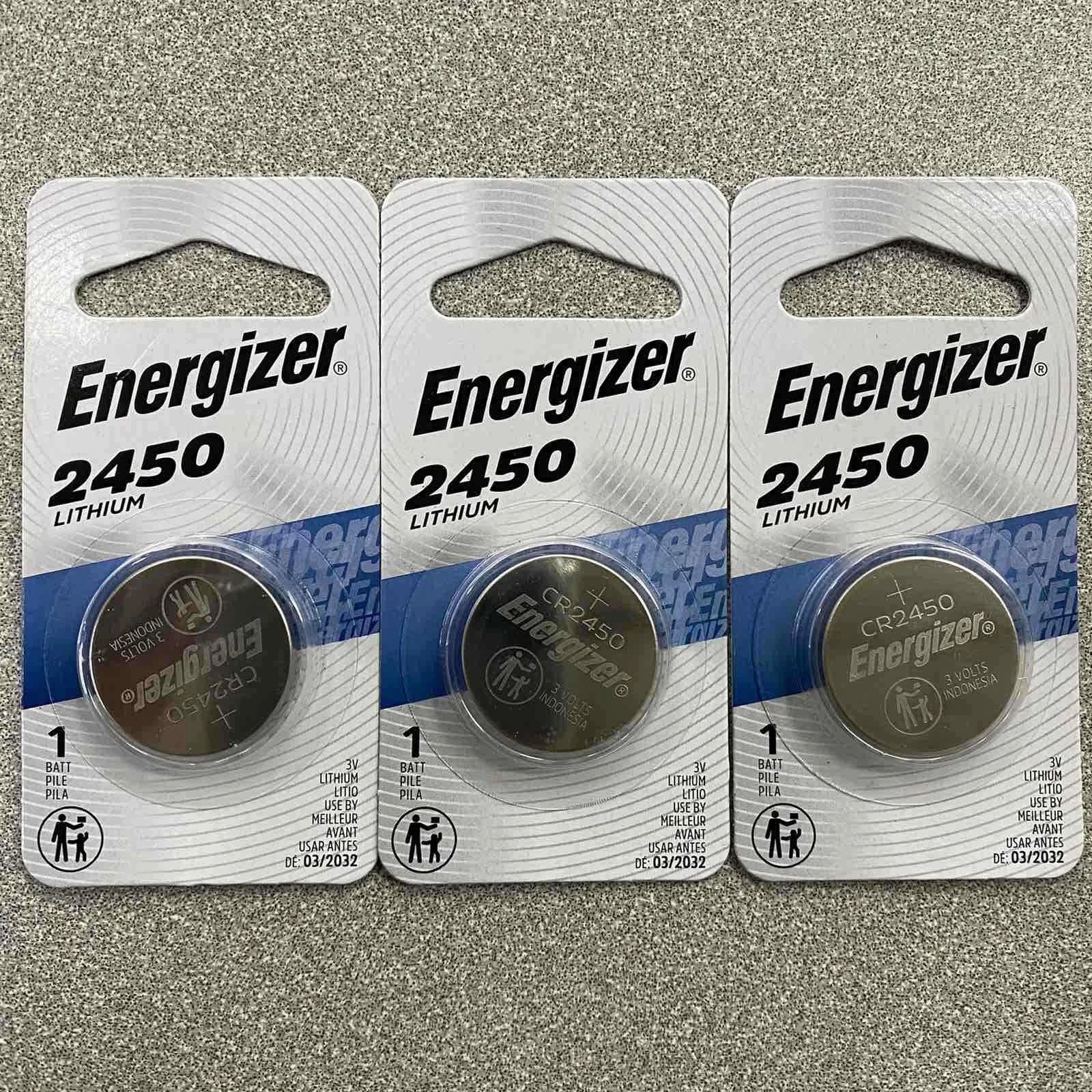 3 Pack New Fresh Energizer ECR2450 CR2450 BR2450 Lithium 3V Battery Exp 03/2032