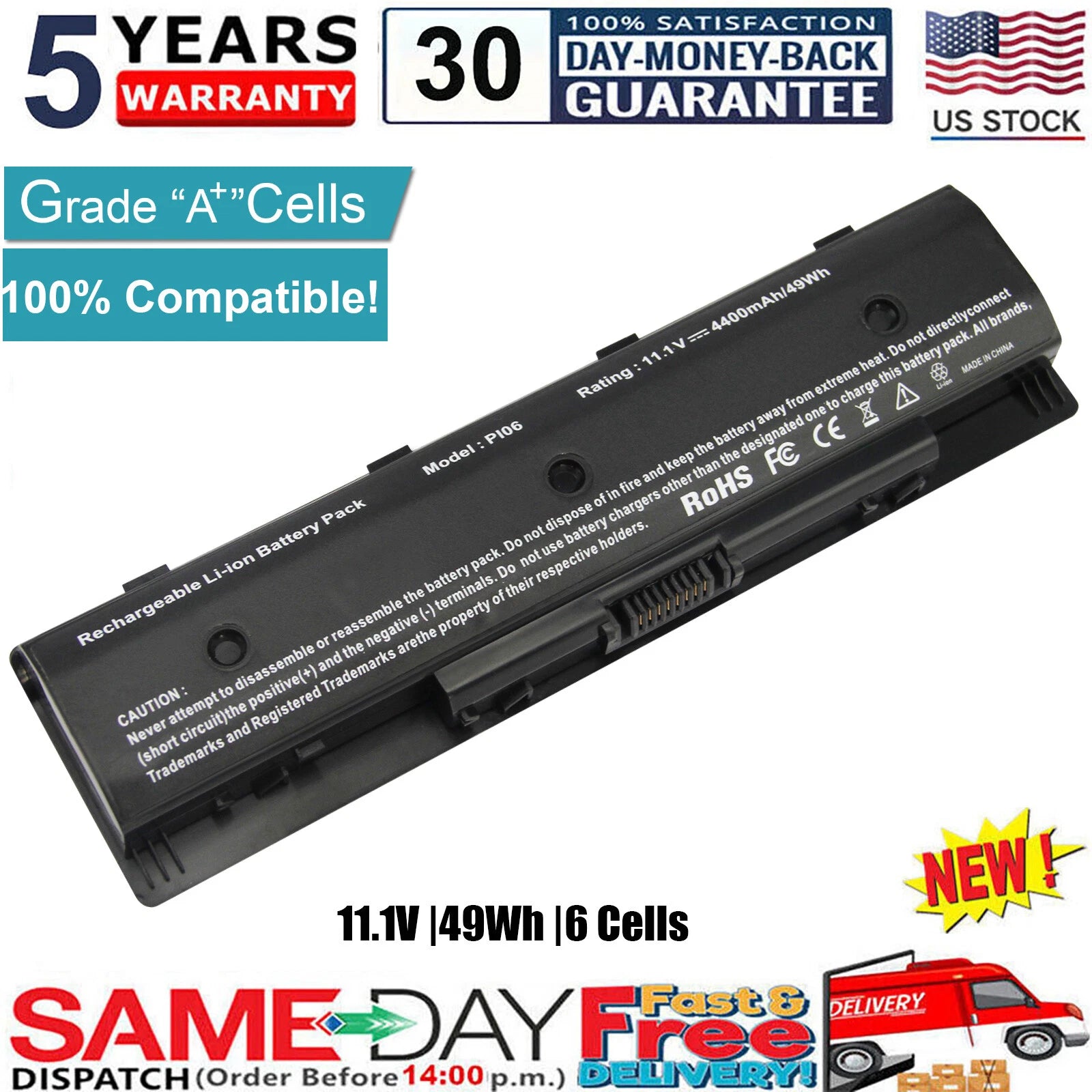 ?P106 PI06 Laptop Battery for HP Pavilion ENVY 14 15 17 HSTNN-DB4N 710416-001 US