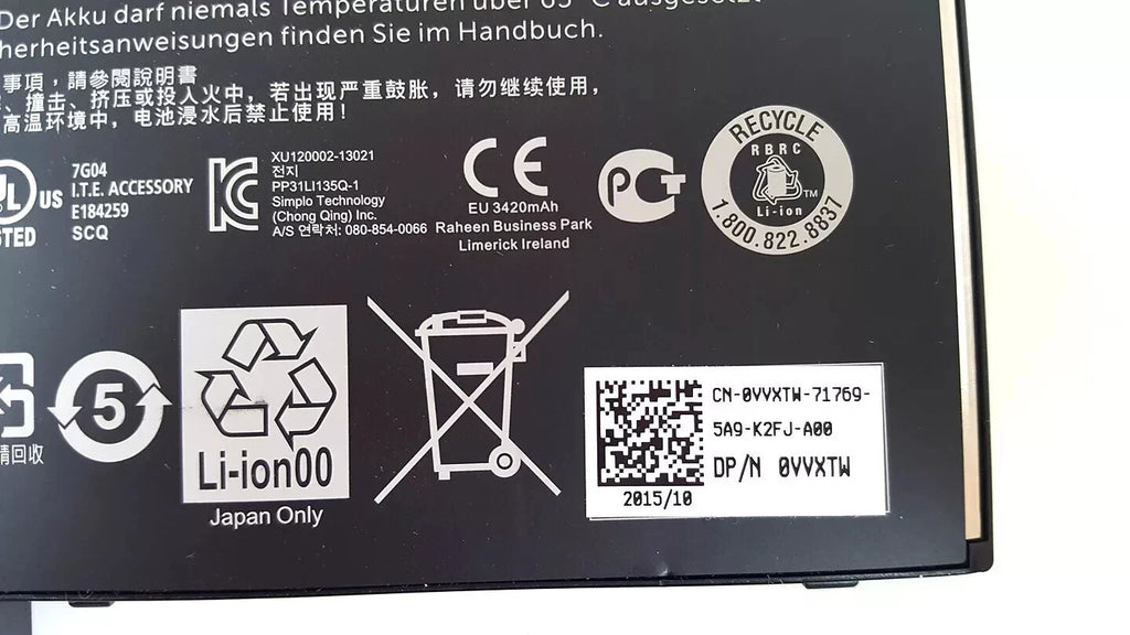 Genuine RYXXH Battery For Dell Latitude E5250 E5450 E5550 3150 3160 VVXTW