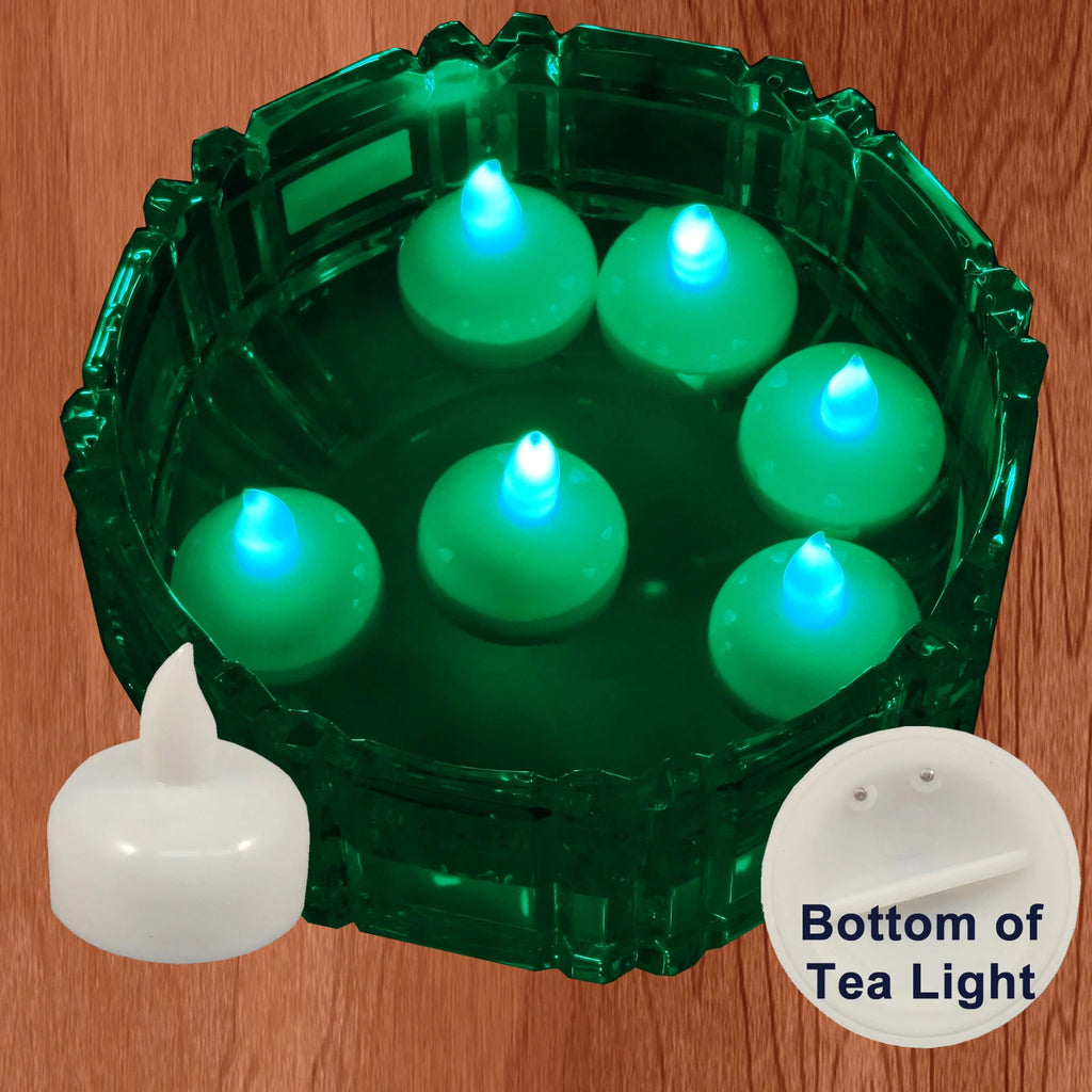 18 Flameless Floating LED tealight Candle Battery operated Green tea lights NEW
