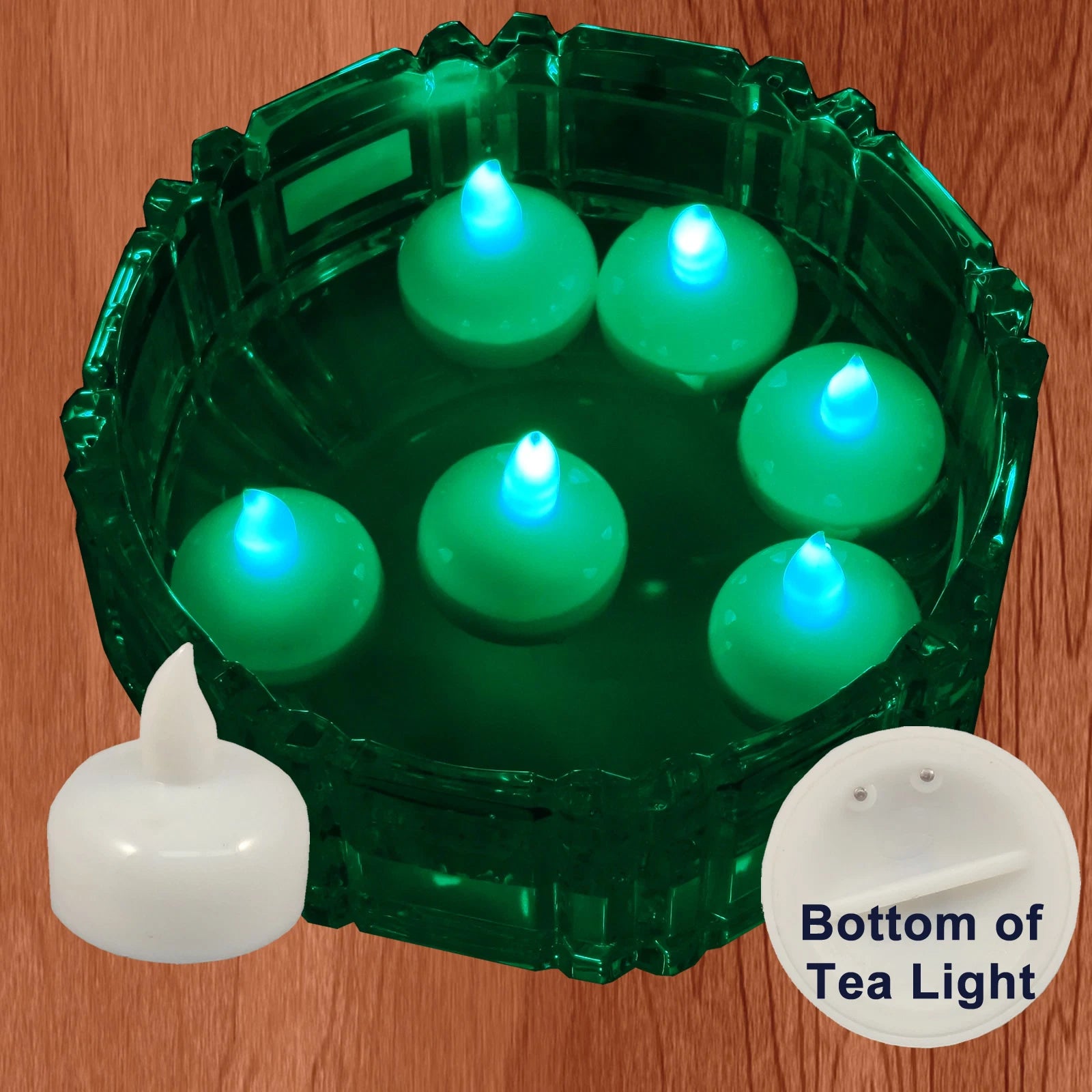 18 Flameless Floating LED tealight Candle Battery operated Green tea lights NEW