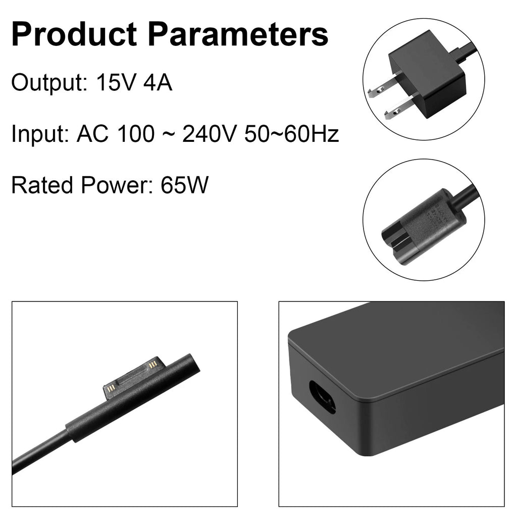 For Microsoft Surface 2 3, Pro 3 4 5 6 7 8 9 Surface Adapter Charger 36W/44W/65W