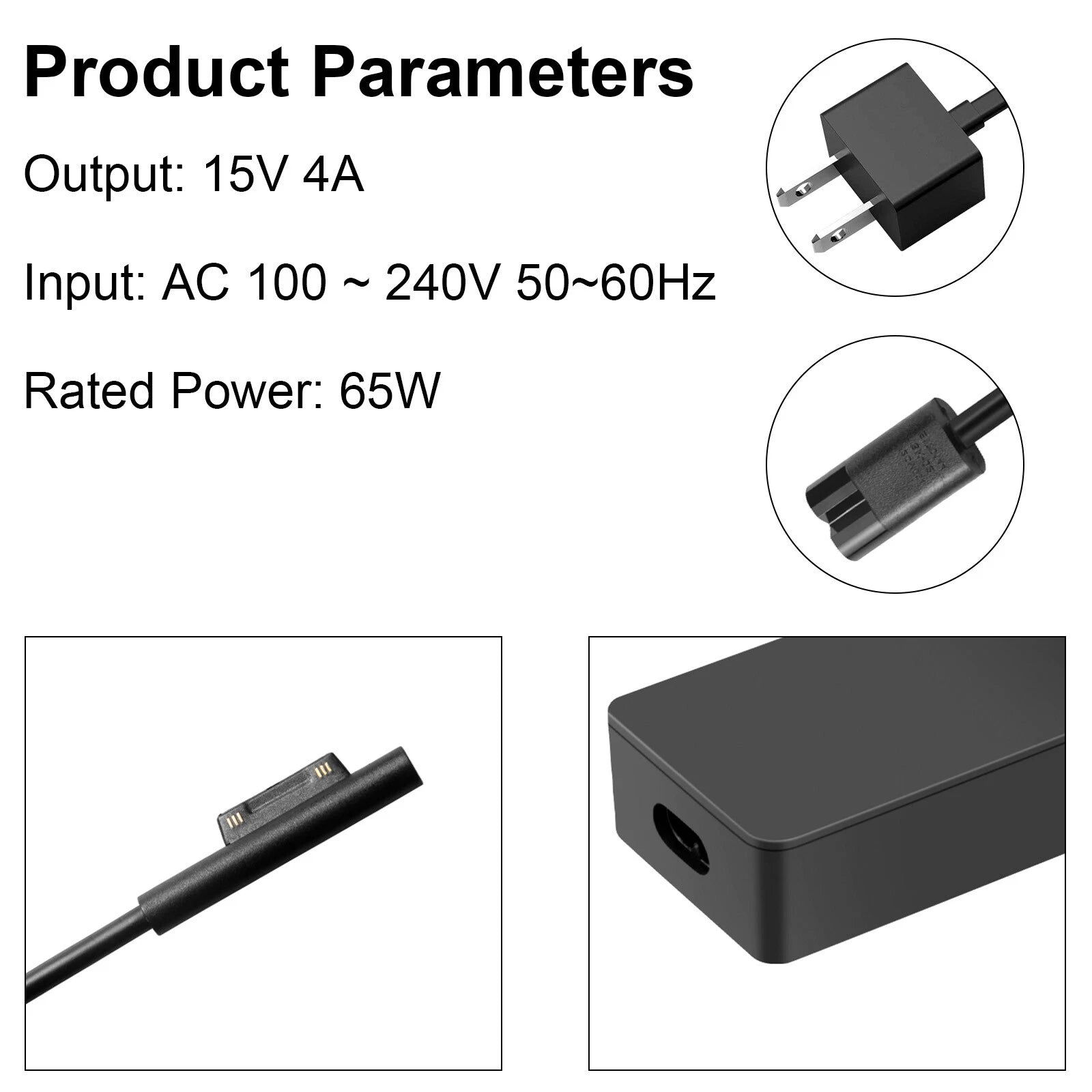 For Microsoft Surface 2 3, Pro 3 4 5 6 7 8 9 Surface Adapter Charger 36W/44W/65W