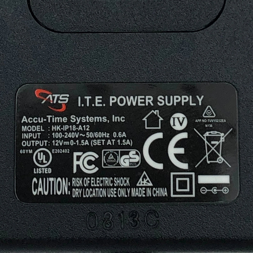 New Genuine ATS Power Supply Adapter 12V 1.5A 18W Charger Accu-Time Systems