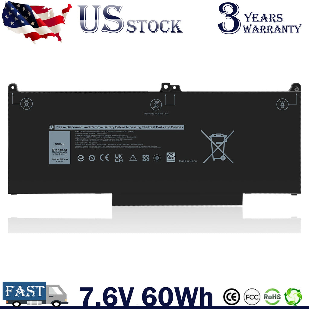 MXV9V Battery For Dell Latitude 5300 5310 2-in-1 E5300 E5310 E7300 E7400 60Wh US