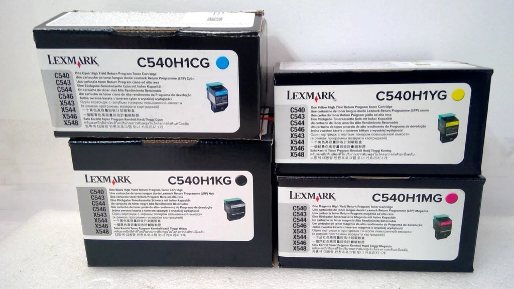 NEW Lexmark C540 C540H1KG, C540H4YG, C540H1CG, C540H1MG CMYK Toner Set