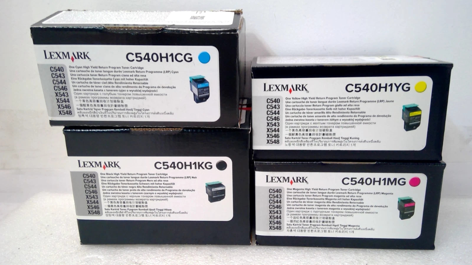 NEW Lexmark C540 C540H1KG, C540H4YG, C540H1CG, C540H1MG CMYK Toner Set