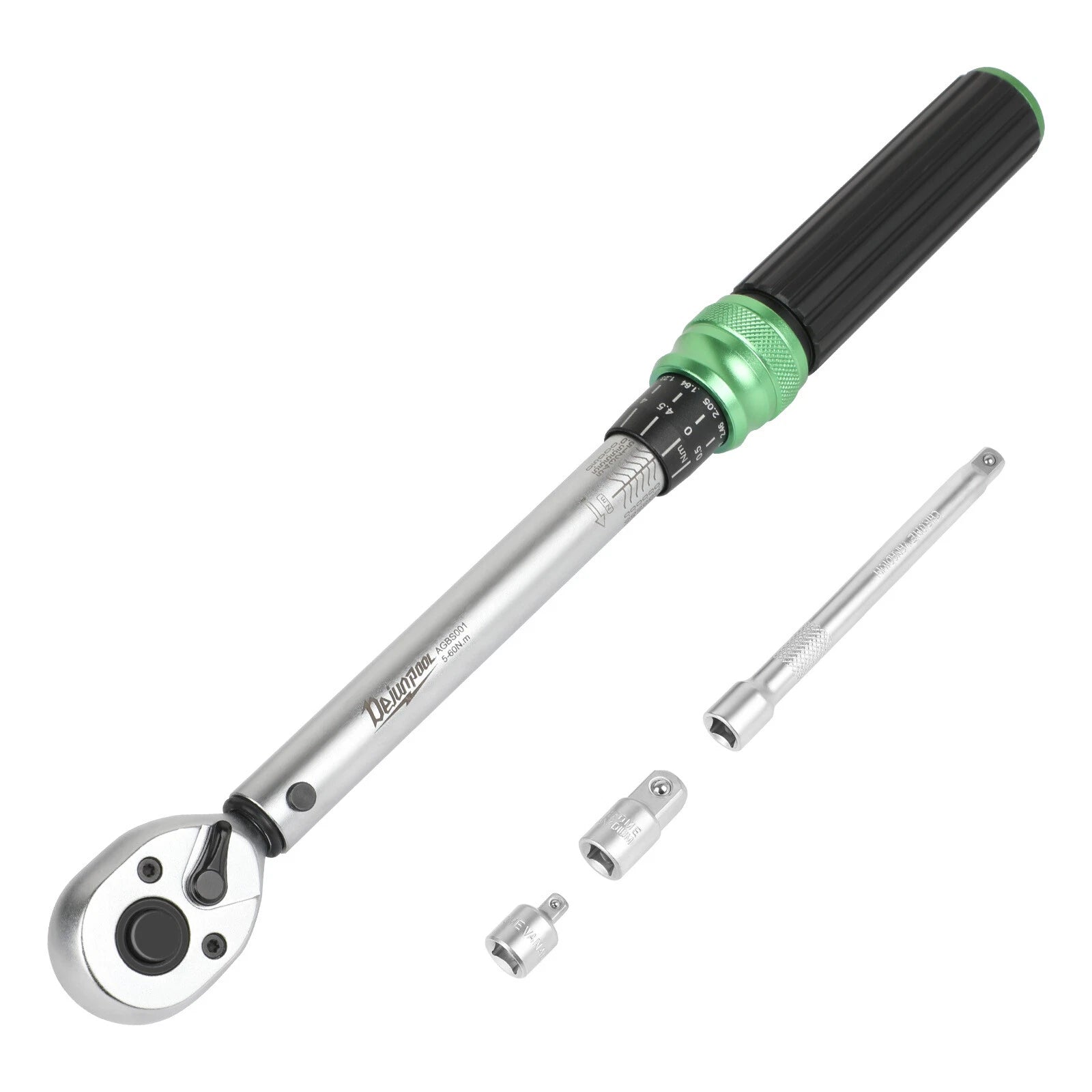 ?3/8"Drive 5-60NM Torque Wrench Adjustable Torque Wrench W/ 1/2'' &1/4'' Sockets
