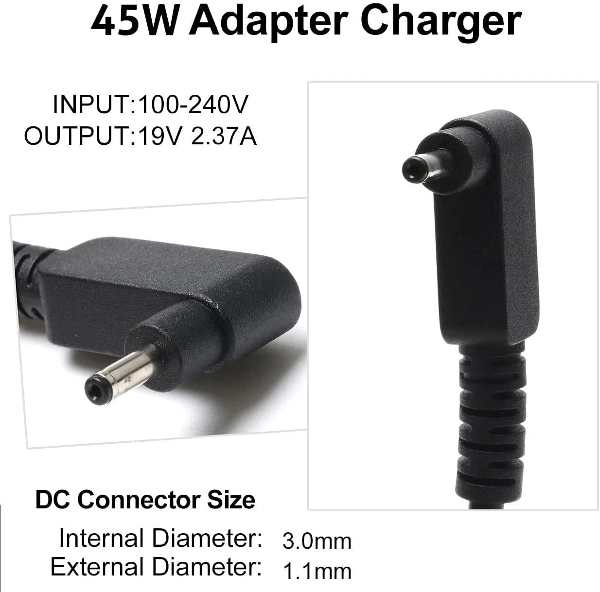 65W Laptop Charger Power Adapter for Acer Aspire 5 A515-51 A515-55-588C +US Cord