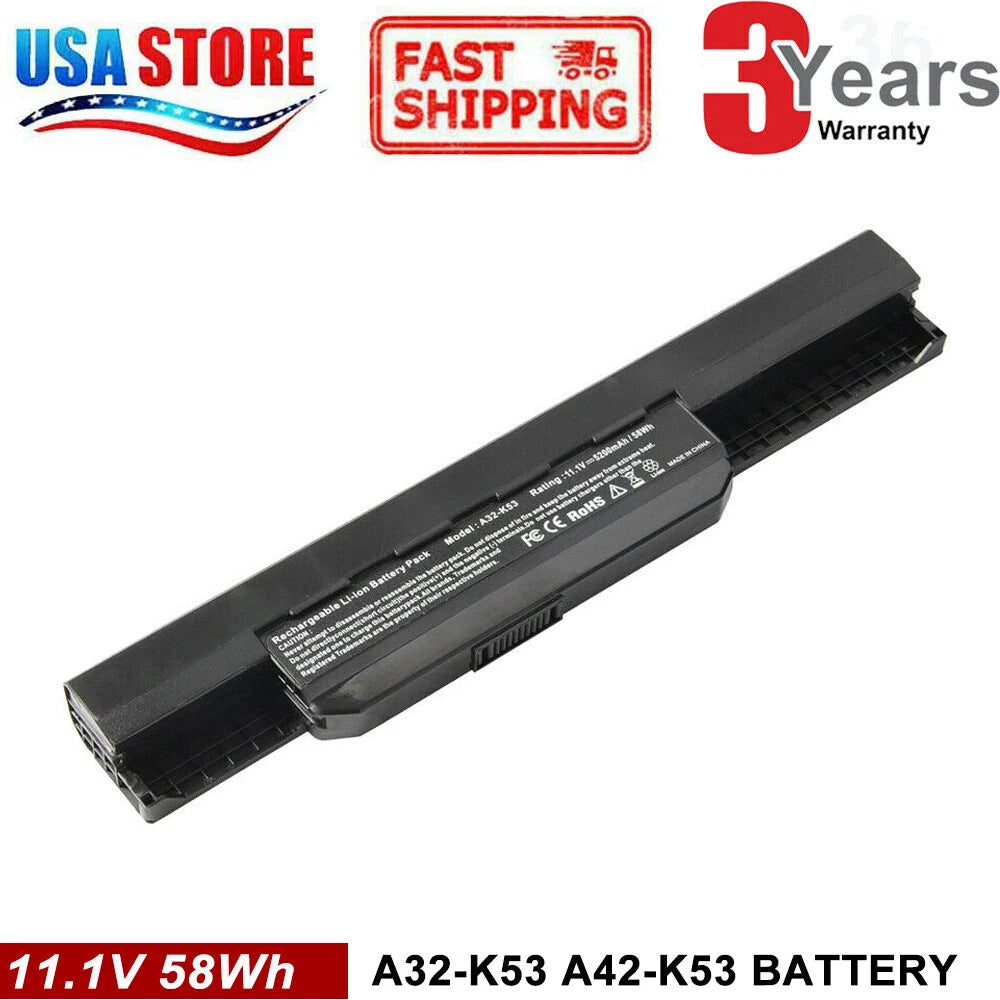 for Asus X54L A53E K53E X54C X53 X53S A32-K53 A41-K53 10.8V 56WH Li-ion Battery