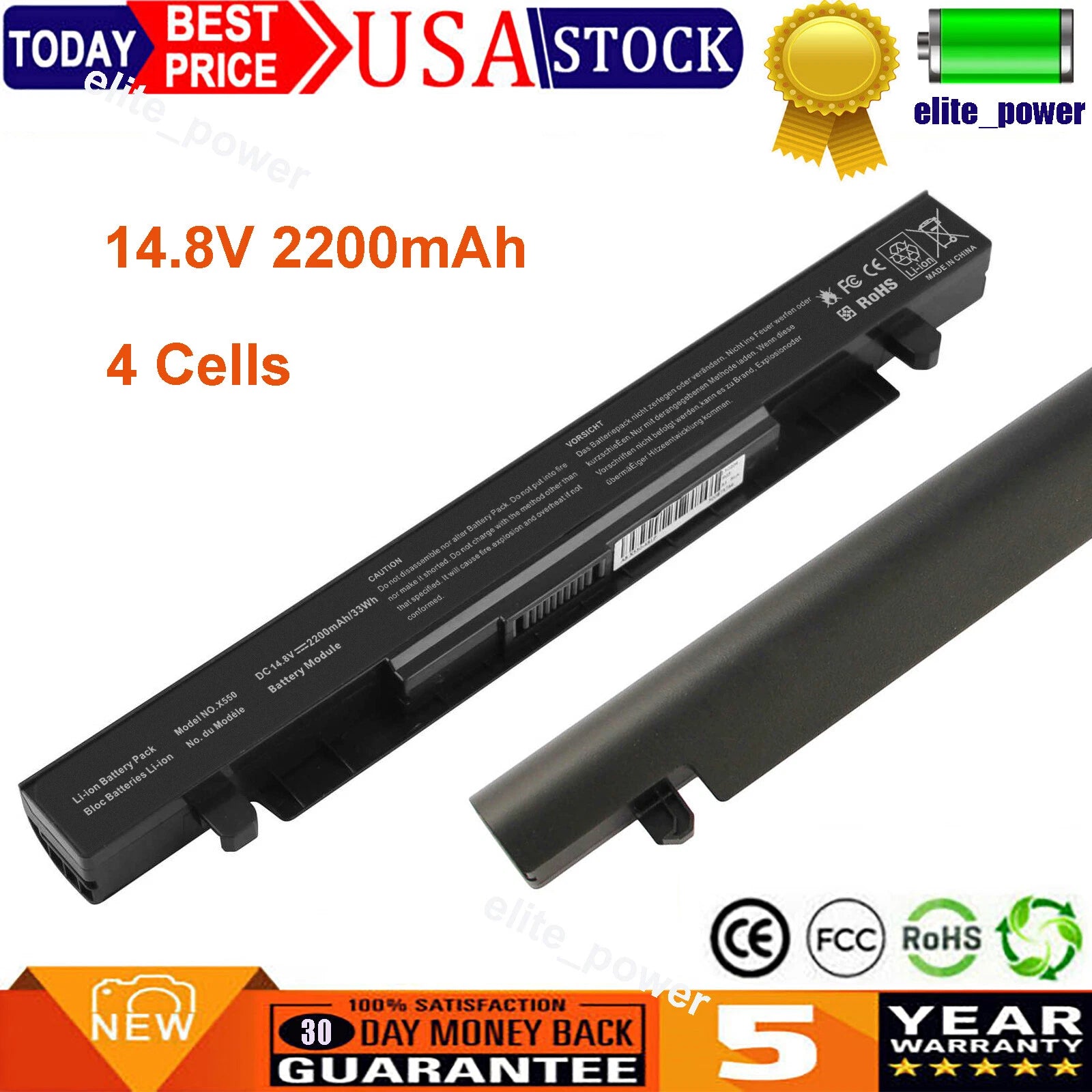 A41-X550A Battery for Asus X550 X550B X550C X550CA X550CC X550V X550VC Laptop US