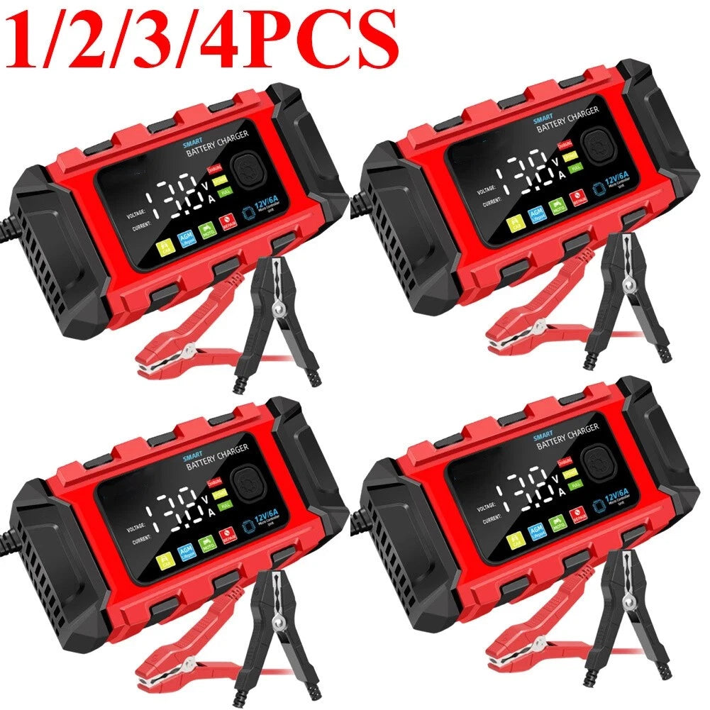 1-4X 12V Smart Car Battery Charger Automatic Lifepo4 Repair Maintainer Trickle