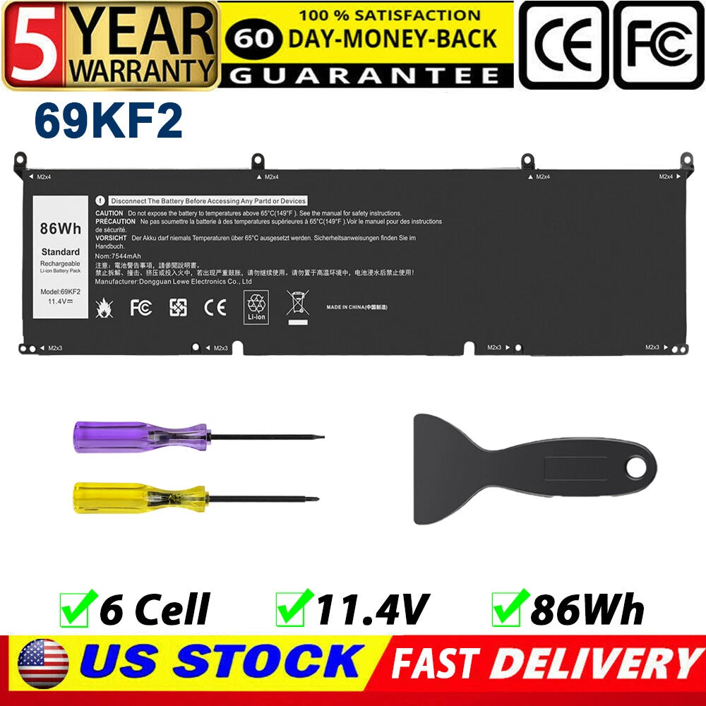 69KF2 Battery For Dell G15 5510 5511 5520 XPS 15 9500 9510 9520 Inspiron 7510