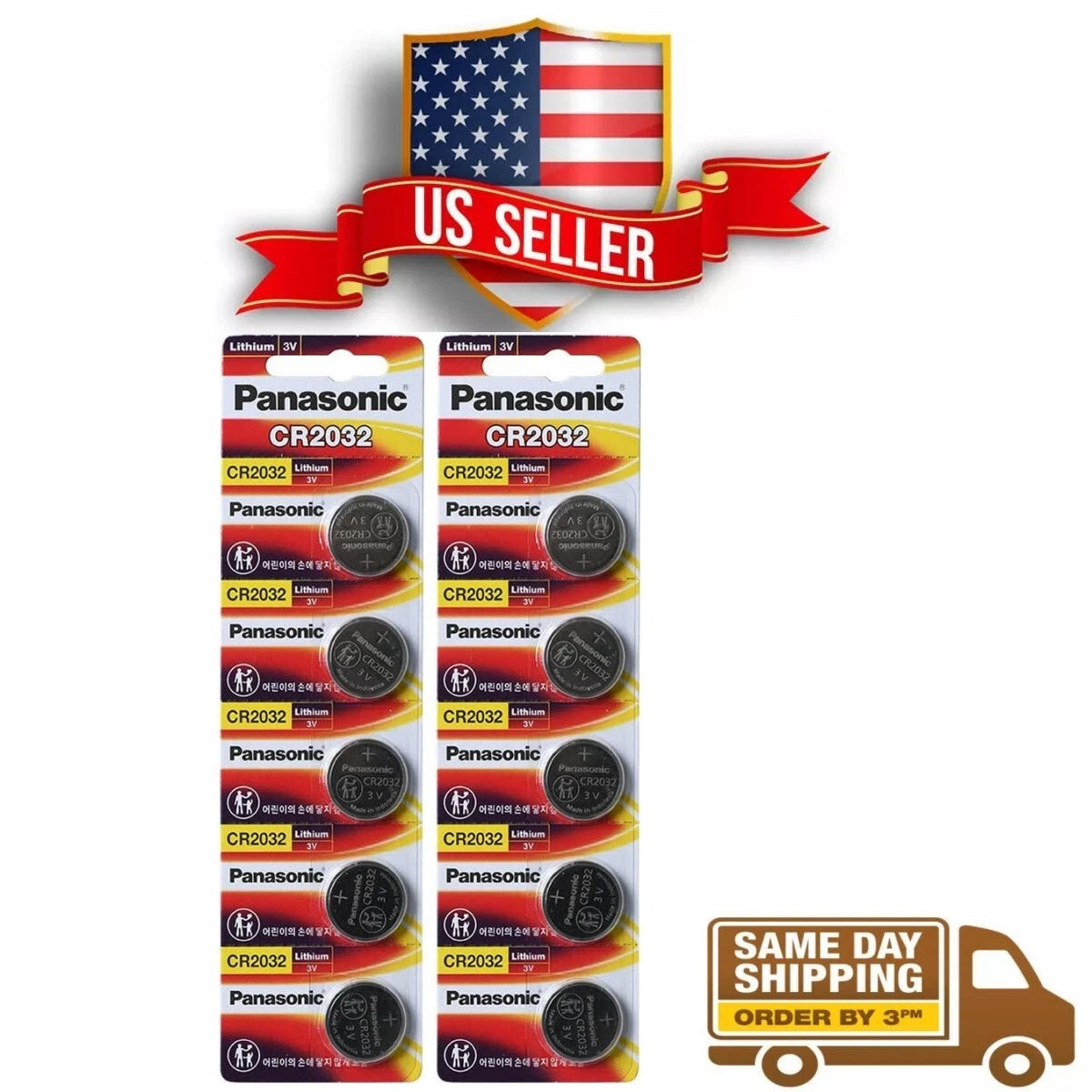 10 x SUPER FRESH Panasonic CR2032 CR 2032 Lithium Battery 3V Coin Cell Exp. 2035