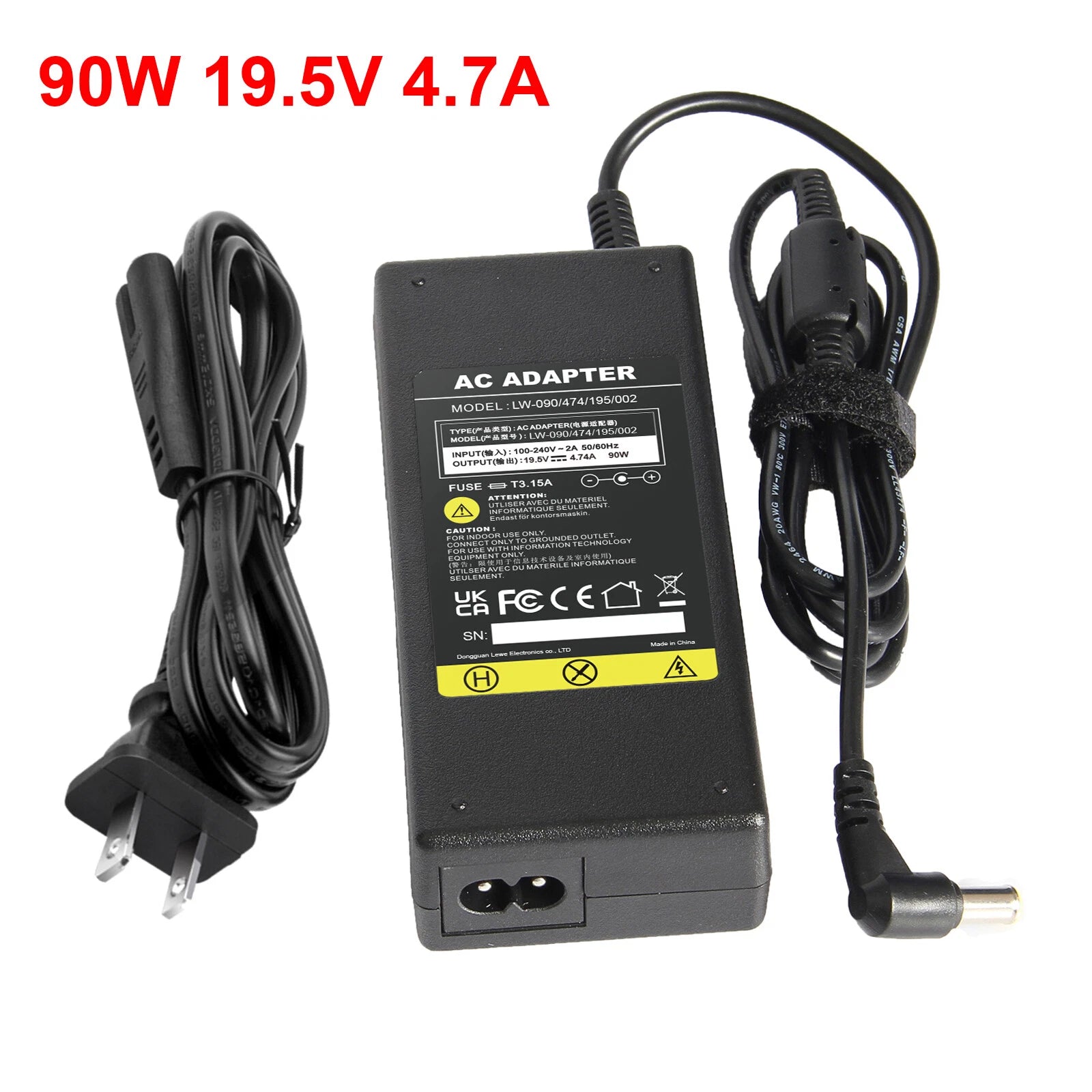 AC Adapter For LG 27UP650-W 27GP850-B 27GP83B-B 27GQ50F-B Monitor Power Supply