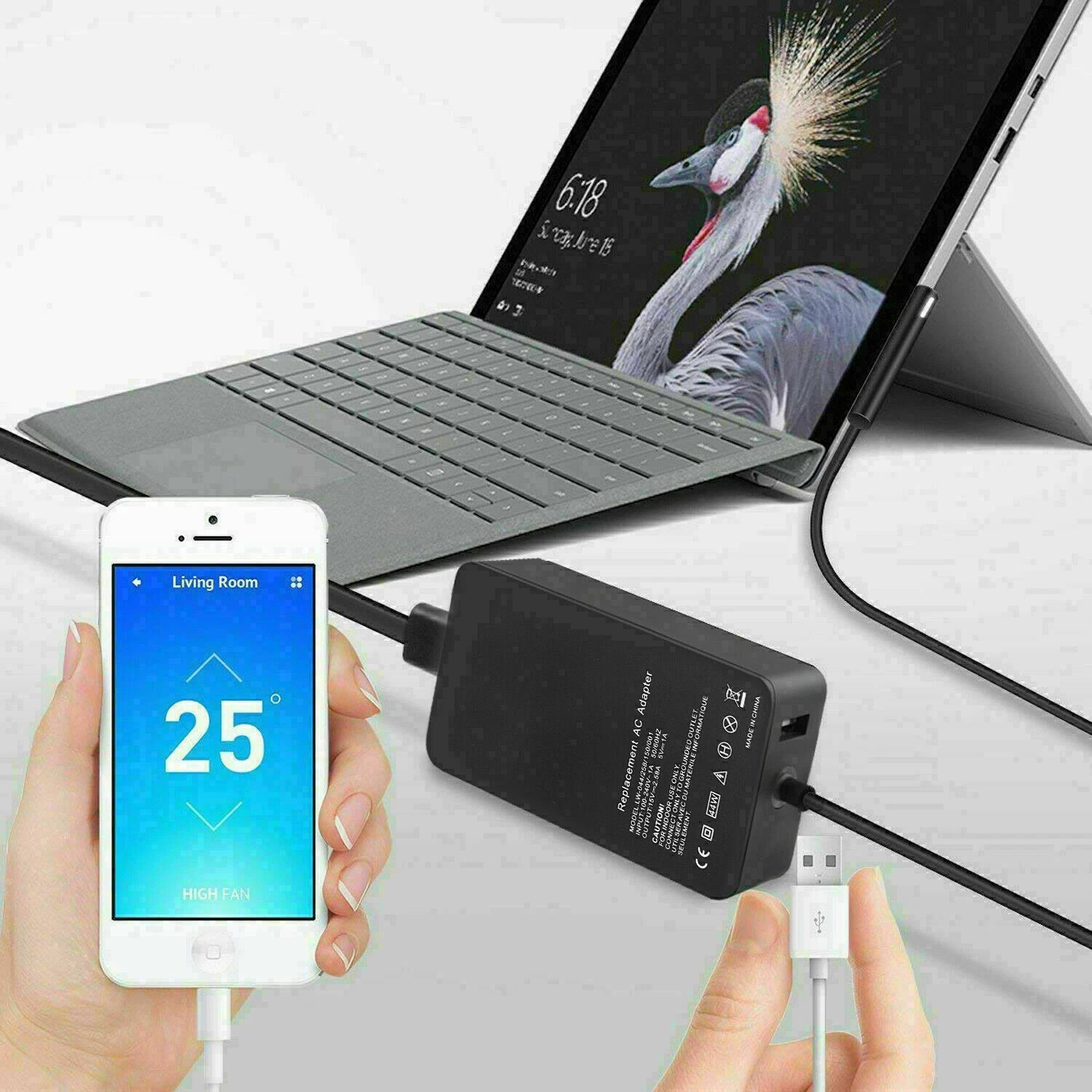 1800 For Microsoft Surface Pro 3 4 5 6 Surface GO BOOK Tablet Charger Adapter