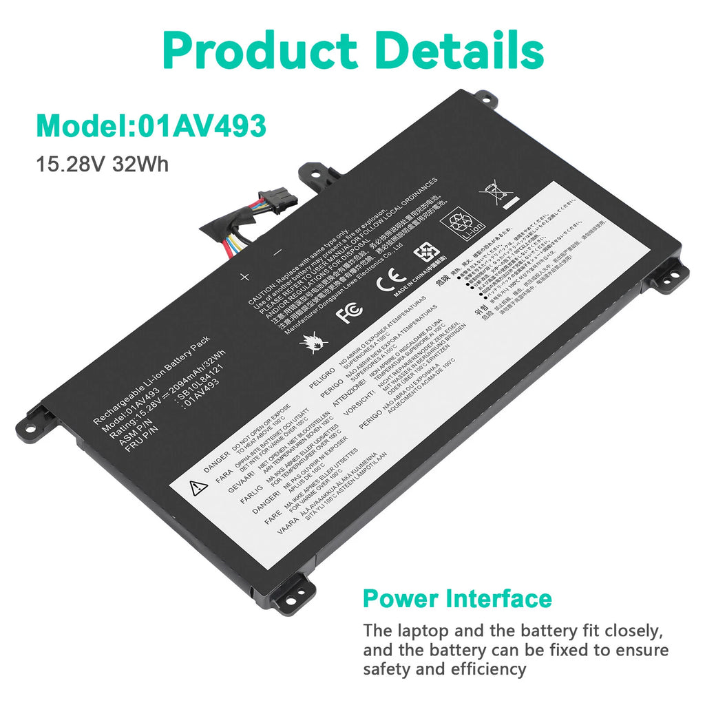 ?01AV493 Battery For Lenovo ThinkPad T570 T580 P51S P52S 00UR891 00UR890 Laptop