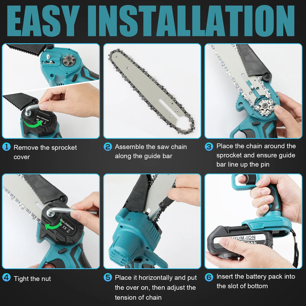 6'' Electric Mini Chainsaw Cordless Handheld Wood Cutter Battery For Makita 18V