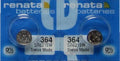 2 PCS RENATA 364 WATCH BATTERIES SR621SW SR621W