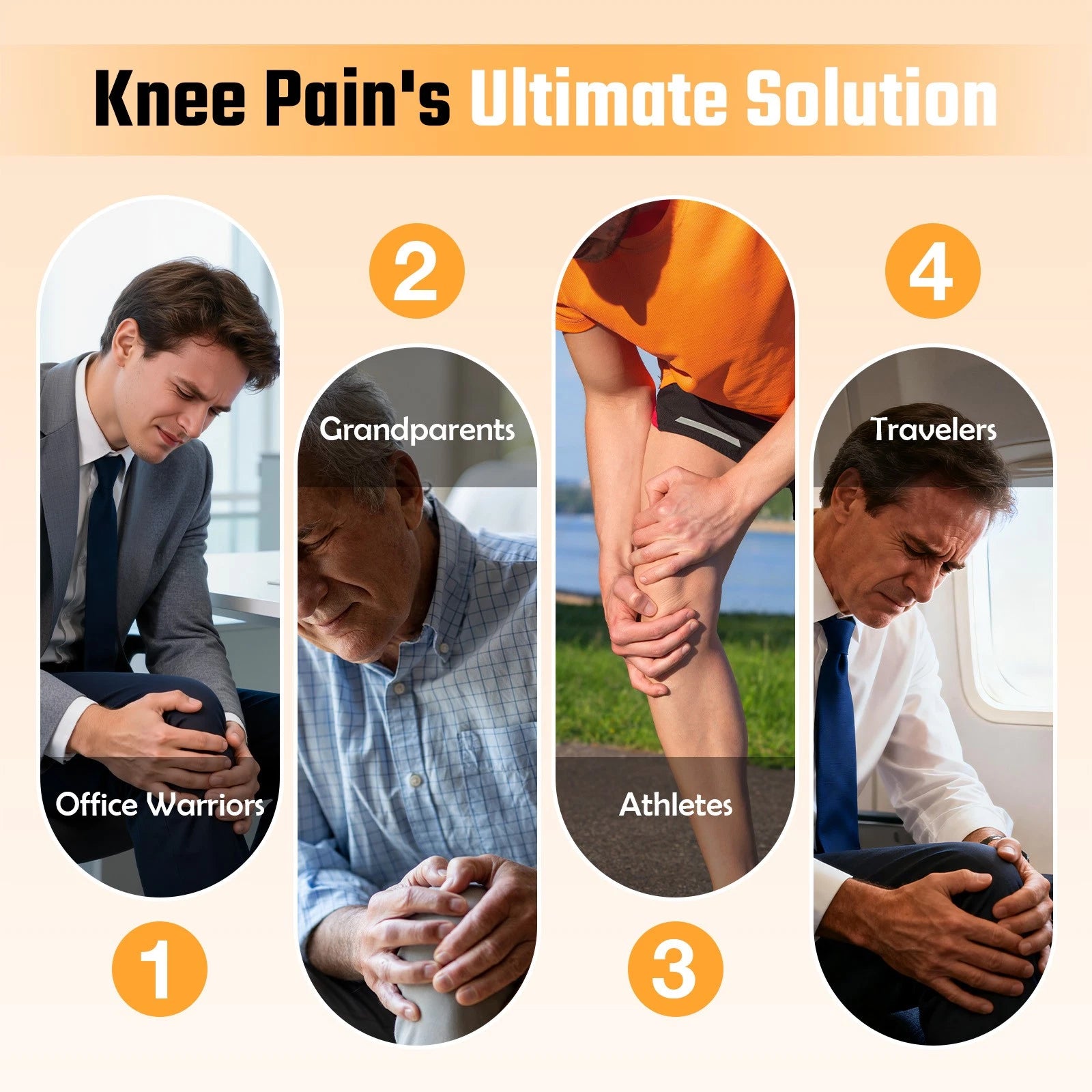 3-in-1 Cordless Knee Massager with Heat Vibration & Red Light Therapy Pain LED