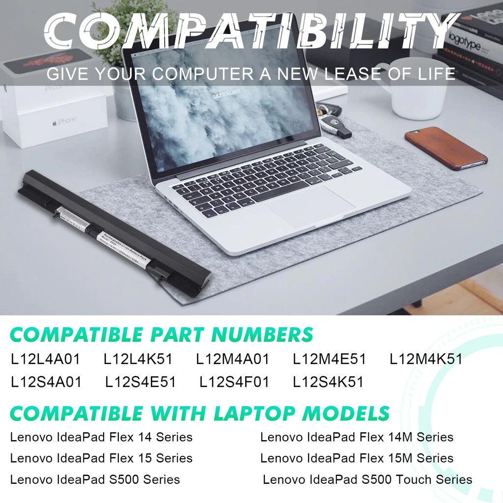 Battery For Lenovo S500 IdeaPad Flex 14 14M 15 15M L12L4A01 L12M4A01 L12S4E51